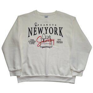 PEANUTS Snoopy Sweatshirt New York The Good Life Ivory Crewneck Streetwear Cozy